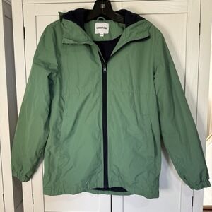 UMMTOM Youth Green Hooded Jacket Fleece Lined Waterproof Reflective 11-12